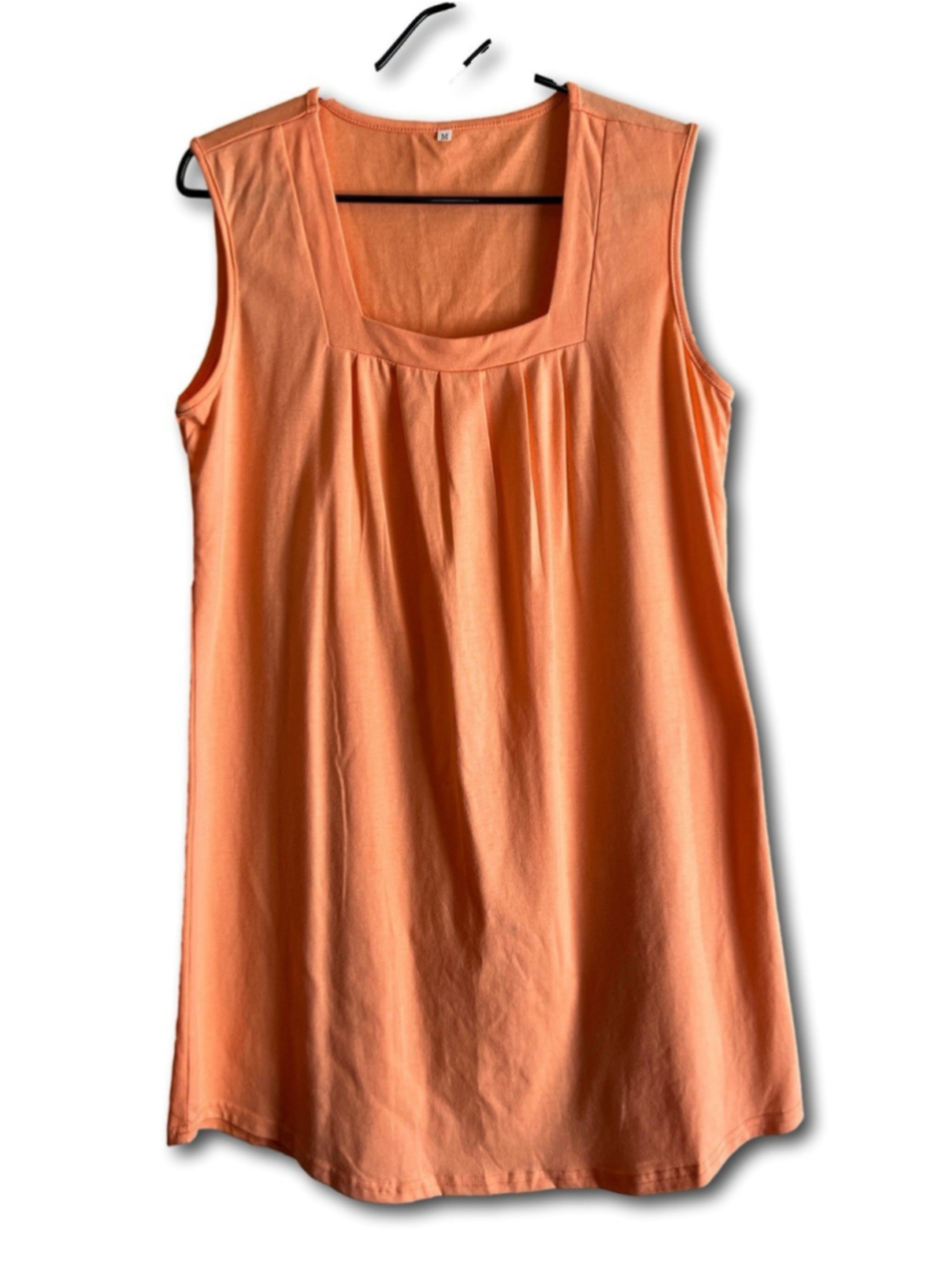 Wyobmus Square Neck Tank Top Sleeveless Dress Pleated Woman’s Size Medium Orange